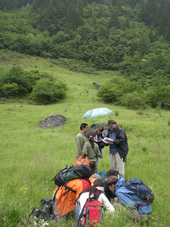 0333408_2008_uw_su_and_park_staff_working_together_to_id_plants_and_describe_soil_in_a_park_meadow